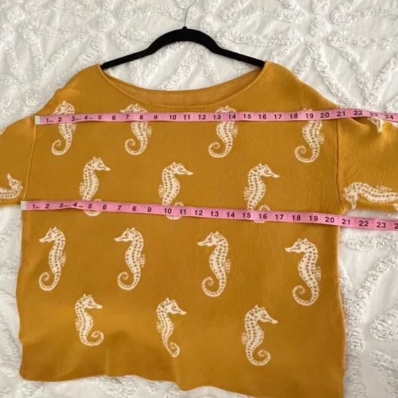 Anthropologie Maeve Seahorse Women's Yellow Women's Sweater Size Small - Picture 11 of 16